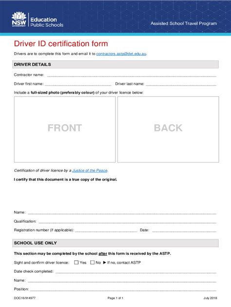 Fillable Online Driver ID certification form. Driver ID certification ...