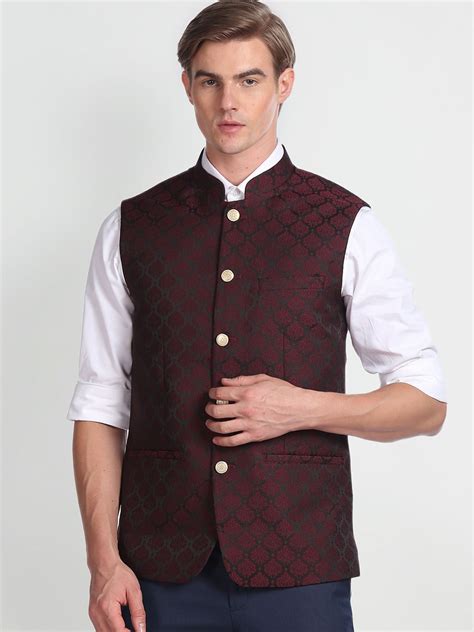 Arrow Mandarin Collar Jacquard Nehru Jacket - Price History
