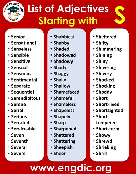 All Adjectives that Start with S (Sorted List) - EngDic