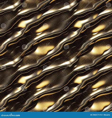 Gold Metallic Abstract Dynamic Seamless Pattern. Luxurious Golden Shiny ...