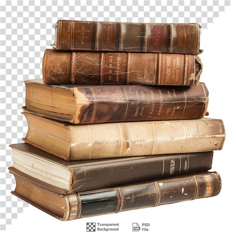 Stack of vintage books transparent background | Premium AI-generated PSD