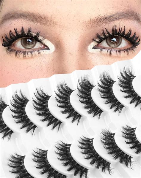 Amazon.com: Lashes Natural Look Fluffy False Eyelashes Wispy Fake Mink Lashes Dramatic Eyelashes ...