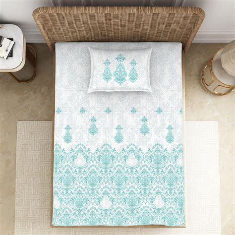 Buy SPACES Reagalis White Printed Cotton Single Bedsheet Set -152x224cm ...