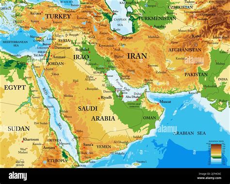 Physical map of middle east hi-res stock photography and images - Alamy