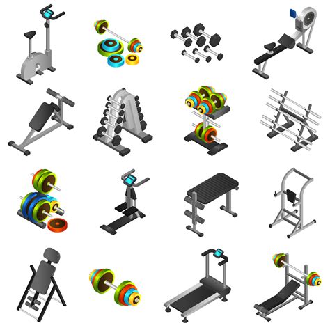 Realistic Fitness Equipment Icons Set 467318 Vector Art at Vecteezy