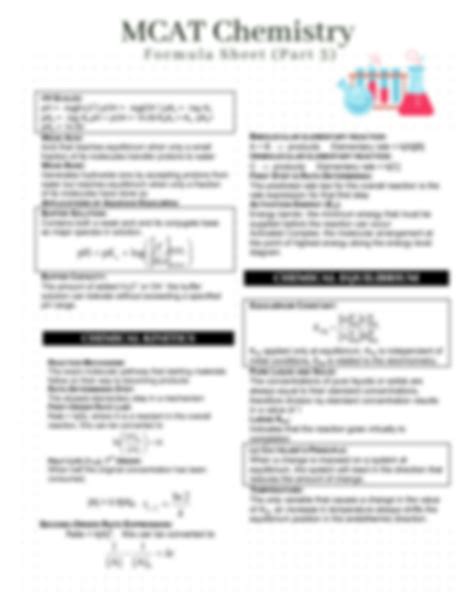 SOLUTION: Mcat chemistry formula sheet - Studypool