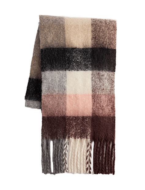 Buy Brushed Checked Tassel Scarf at Marks & Spencer