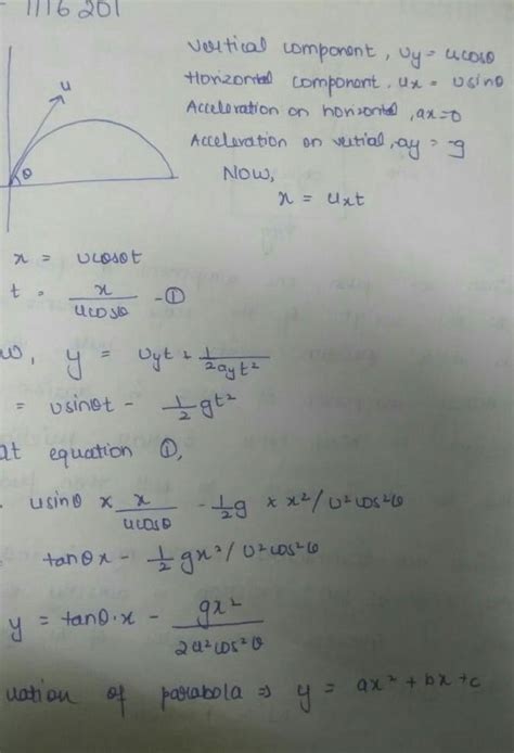 A projectile is fired horizontally with a velocity u. Show that its ...