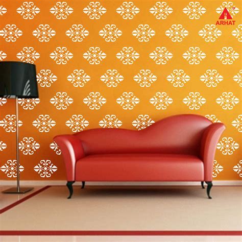 Arhat stencils ASR-E89 Damask Motiff Pattern Glossy PVC Wall Stencils ...