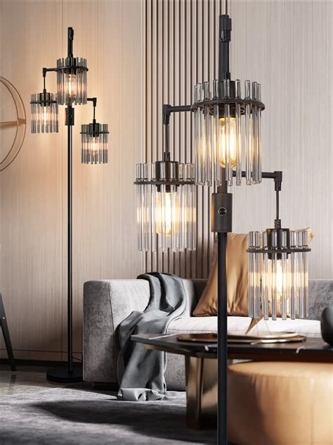 Industrial Modern Floor Lamps for Living Room, Dimmable Glass Tree ...