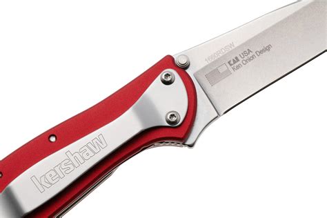 Kershaw Leek 1660RDSW, Stonewashed 14C28N, Red Aluminum pocket knife, Ken Onion design ...