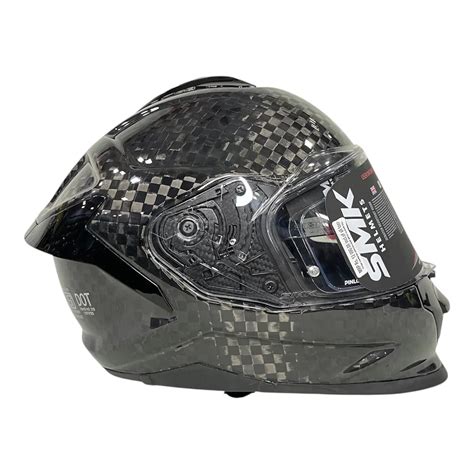 SMK Titan Carbon Full Face Dual Visor Helmet – Glossy Black (GLCA 200 ...