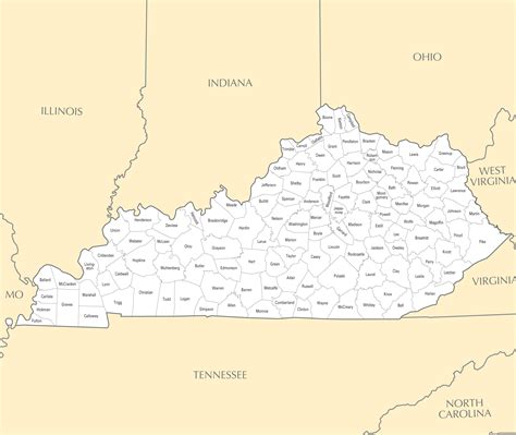 Kentucky County Map • Mapsof.net