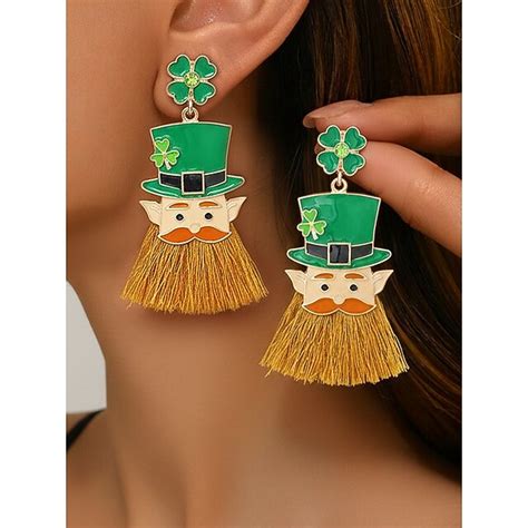 Boucles d'oreilles pendantes à pompons pour la Saint-Patrick, motif ...