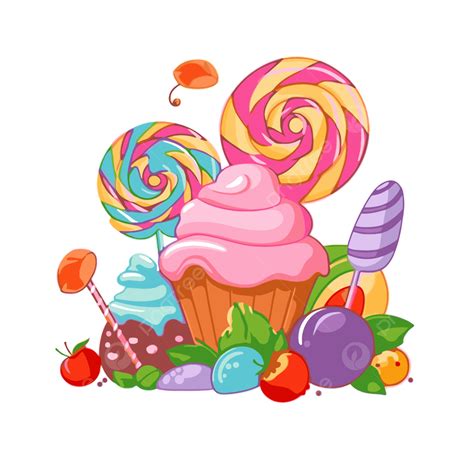 Sweet Treat Vector, Sticker Clipart Colorful Sweet Cartoon Cupcake ...