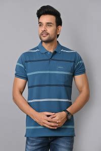Arbour Striped Men Polo Neck Light Green T-Shirt - Buy Arbour Striped ...