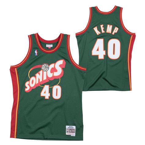 M&S Seattle Supersonics Mens Shawn Kemp Hardwood Classics Road Swingman ...