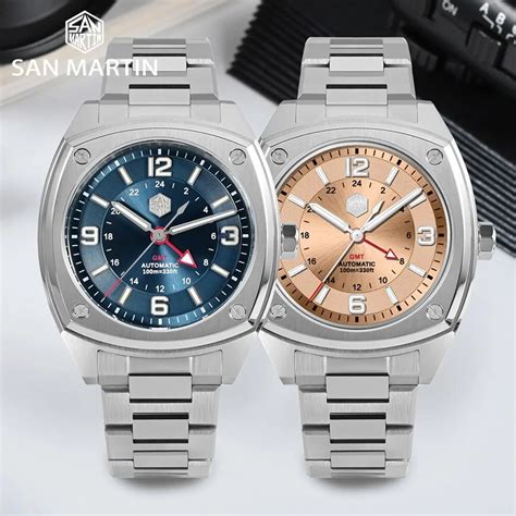 San Martin Mens Watch Original Design Square GMT SN026 - Blue – DREAM ...