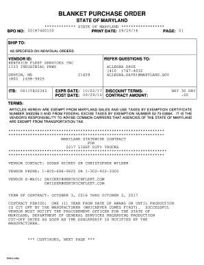 Fillable Online dgs maryland PDF version of FMIS BPO. Blanket Purchase ...