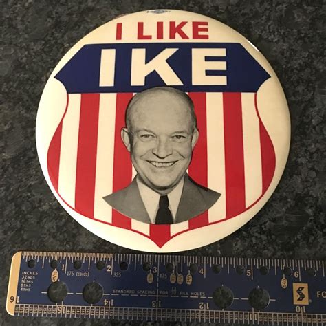 Large 6" diameter Eisenhower "I Like IKE" button 1952 presidential ...