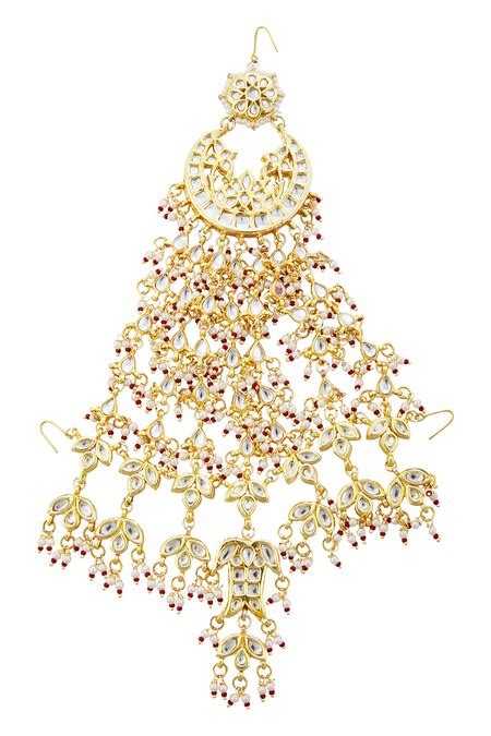 Buy Gold Plated Kundan Crescent Moon Passa by Just Shradhas Online at ...