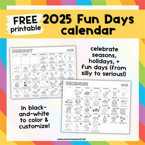 2025 Fun Days Calendar - Rock Your Homeschool