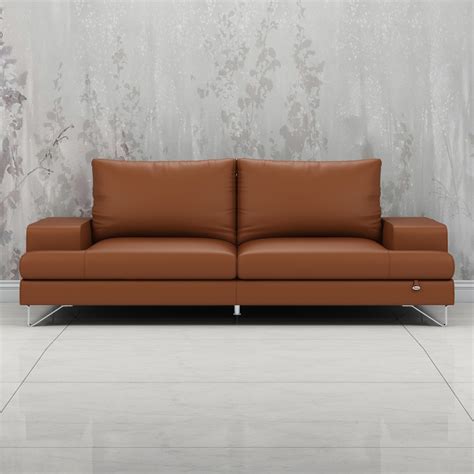 Buy Benjamin Three Seater Cinnamon Brown Leatherette Sofa @Durian