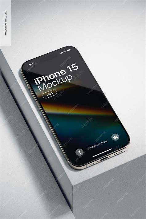 Iphone 15 pro with spotlight mockup top view | Premium PSD