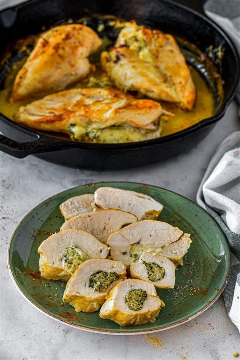 Cheesy Broccoli Stuffed Chicken Breasts - CheekyKitchen