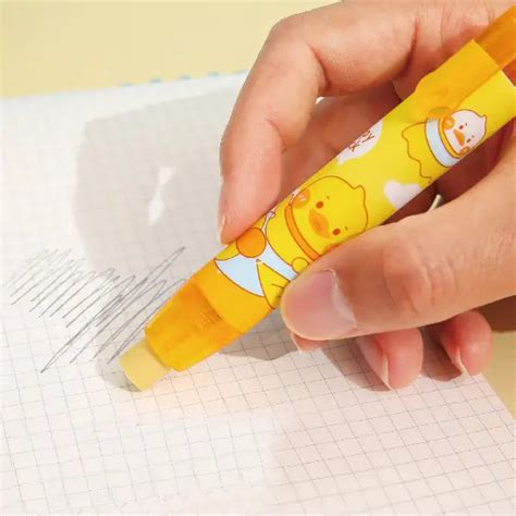 Cute Happy Duck Retractable Eraser Set-1 Pen-Style Eraser Case and 2 R ...