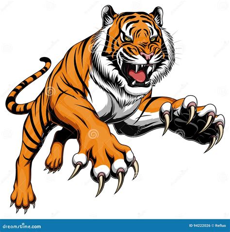 Leaping tiger stock vector. Illustration of print, vector - 94222026