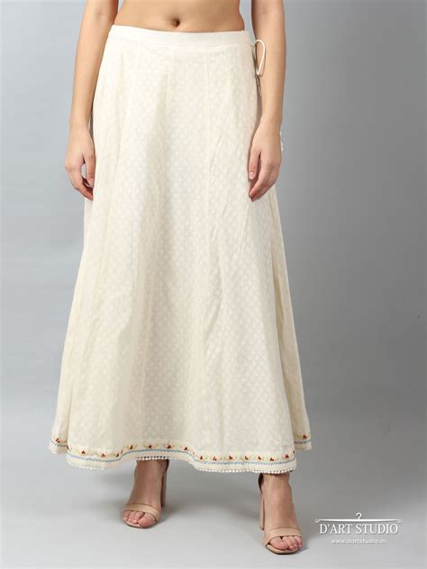 Hand Embroidered Cotton Skirt - DART STUDIO