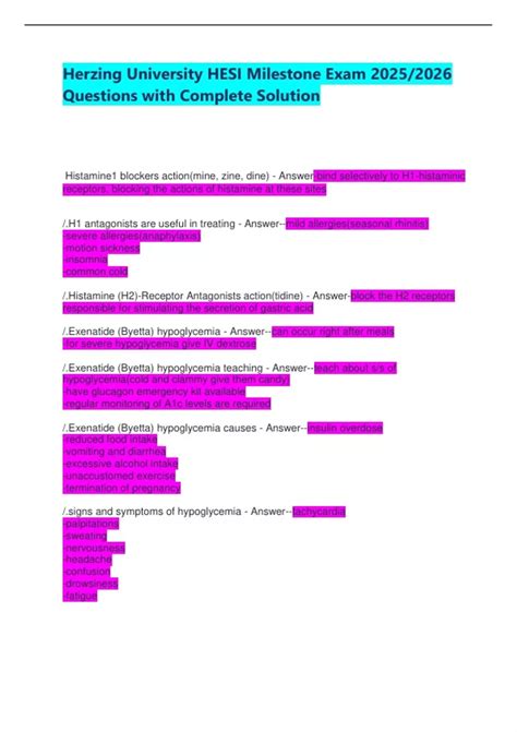 Herzing University HESI Milestone Exam 2025/2026 Questions with ...