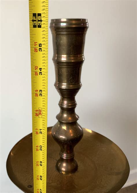 Large Etched Brass Floor Candle Holders W/candles 36 - Etsy