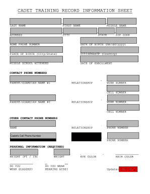 Fillable Online danielboonemarines Cadet training record information ...