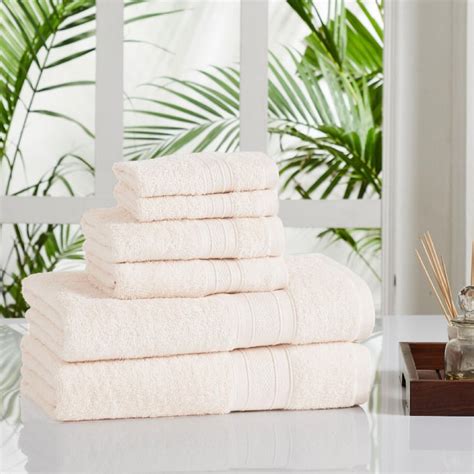 Buy TRIDENT Soft and Plush Beige Textured Cotton Towel - Set of 6 from ...