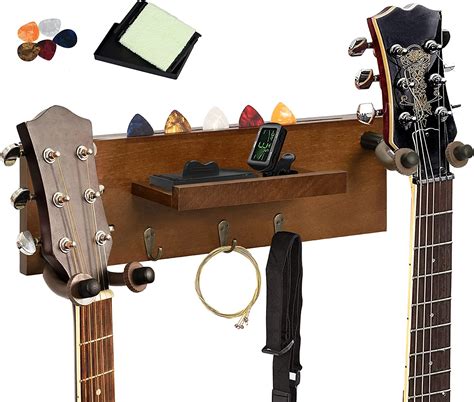 Amazon.com: Autex Guitar Wall Hangers with Shelf and Pick Holder ...