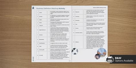 Business Definition Matchup Activity