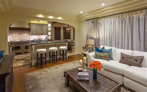 Neutral Transitional Open Concept Living Room and Kitchen Combo – House ...