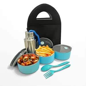 Buy Stainless Steel Lunch Box Set for Office & School | 3 Leak-Proof ...