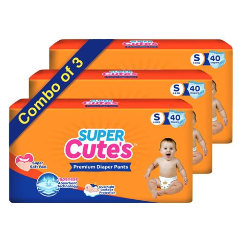 Buy Super Cutes Premium Baby Diapers S Size, 120 Count, 4-8Kg, Super ...