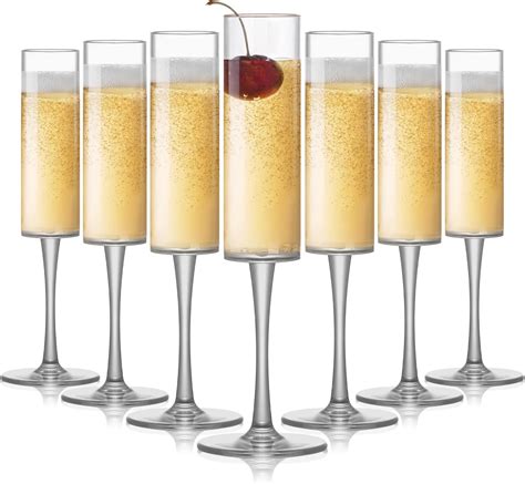 Amazon.com | Nervure 24 Pack Plastic Champagne Flutes - 6 Oz Clear ...