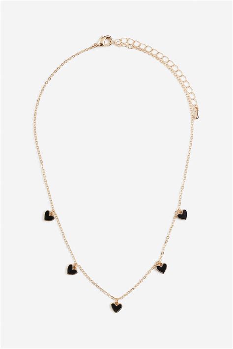 Heart-pendant necklace - Gold-coloured/Black - Ladies | H&M IN