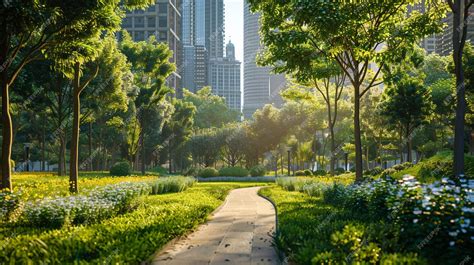 Premium Photo | Urban Green Spaces Sustainable City Park Pathway