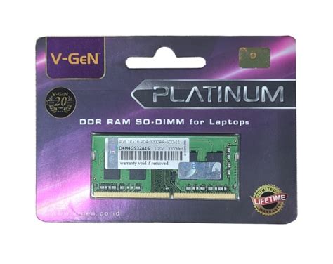 Jual RAM DDR4 SODimm V-GeN Platinum 4GB PC25600/3200Mhz Memory Laptop ...