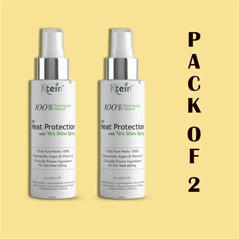 100% Plant Based Hair Heat Protection Spray with Extra Shine (Pack of ...