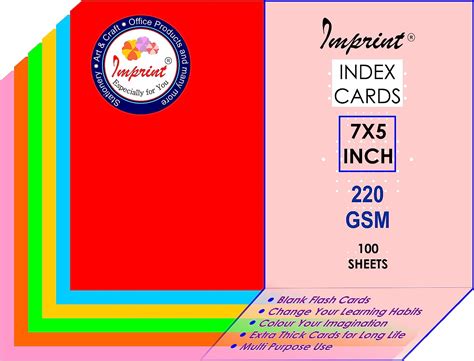 IMPRINT Card Stock, Index Cards 7" x 5" Bright Colors, 100 in This ...