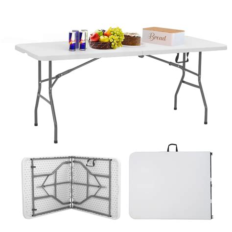 FDW Folding Tables, Plastic 6ft Folding Table,Half Portable Foldable ...