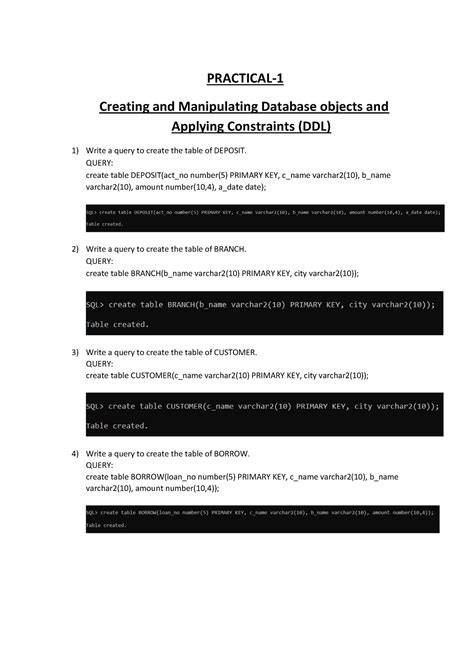 Database Practicals 的图像结果