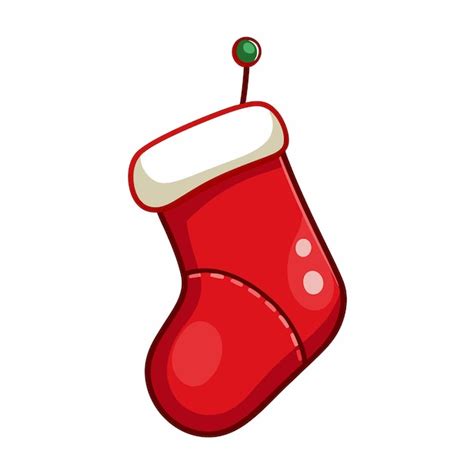 Vector single cartoon red illustration christmas sock for gifts ...